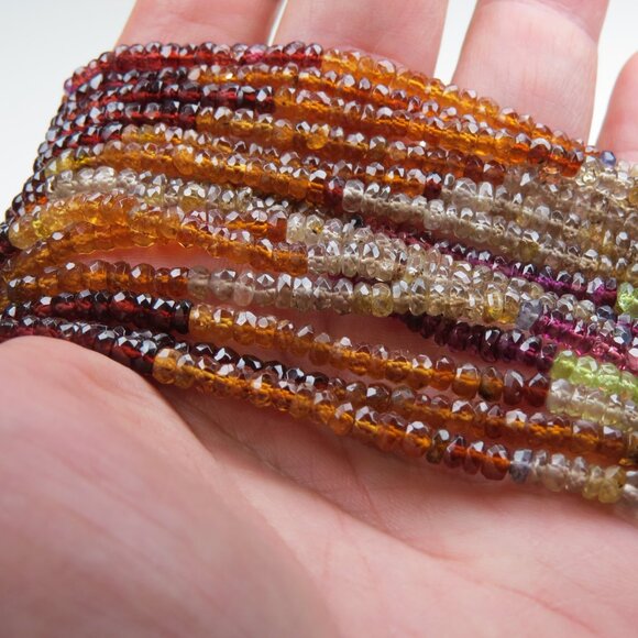 Silver Garner Peridot Citrin 500 CARAT 7 Strands Necklace - Picture 4 of 9